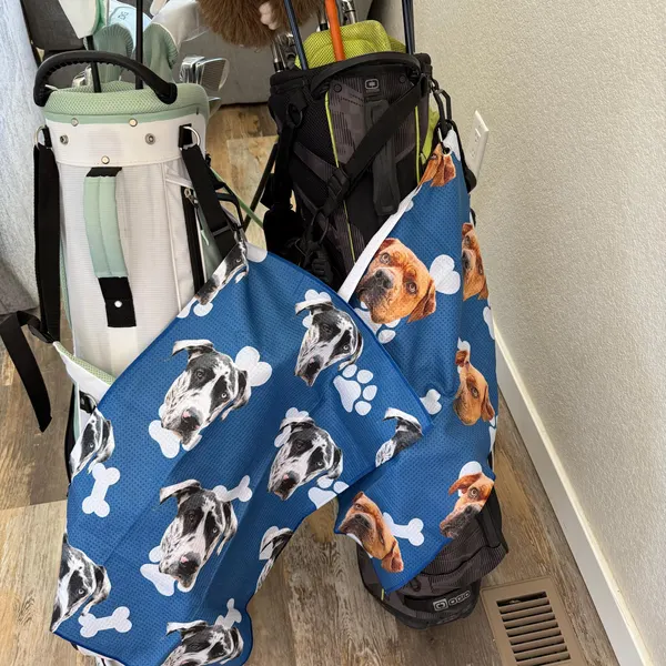 Custom Pet Dog Golf Towel with Pet Photo and Name Gifts for Dog Lover Pet Lover Gifts Golf Lover Gift Ideas