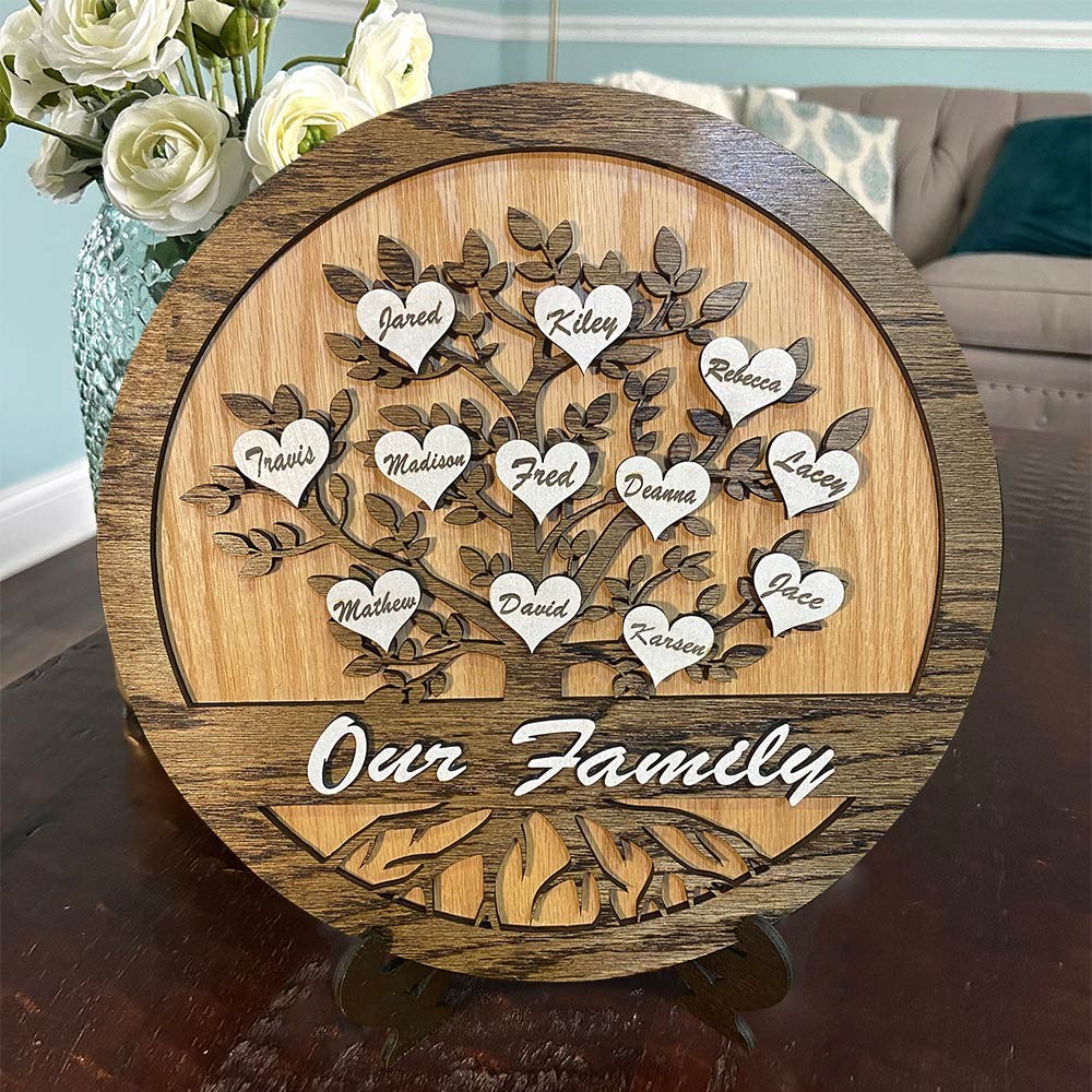Personalised Our Family Tree Wood Name Sign for Mum Dad Grandma Unique Family Gifts Christmas Gift