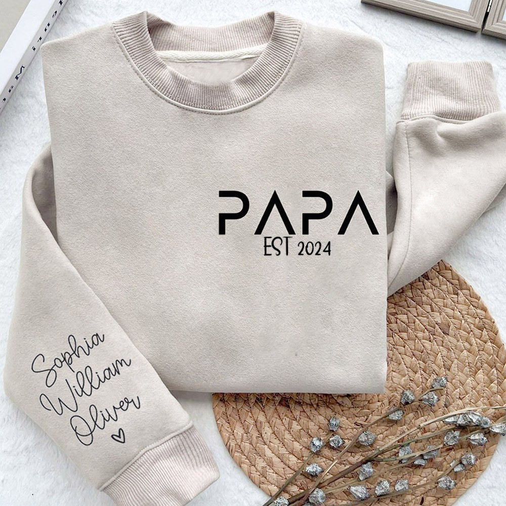 Personalised Papa Embroidered Sweatshirt Hoodie T-shirt Gift For Dad Unique Father's Day Gift Ideas