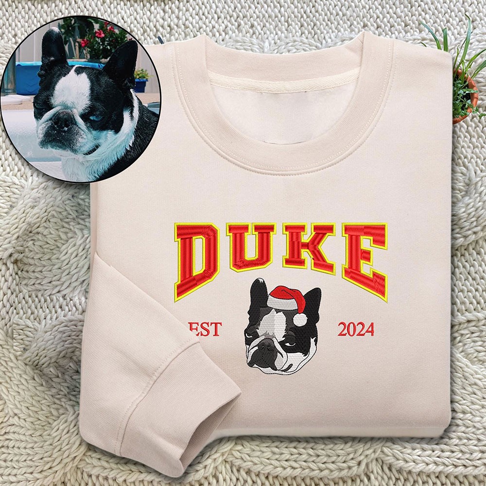 Custom Embroidered Dog Christmas Sweatshirt with Dogs Face on It Memorial Gifts for Dog Owners Christmas Gift