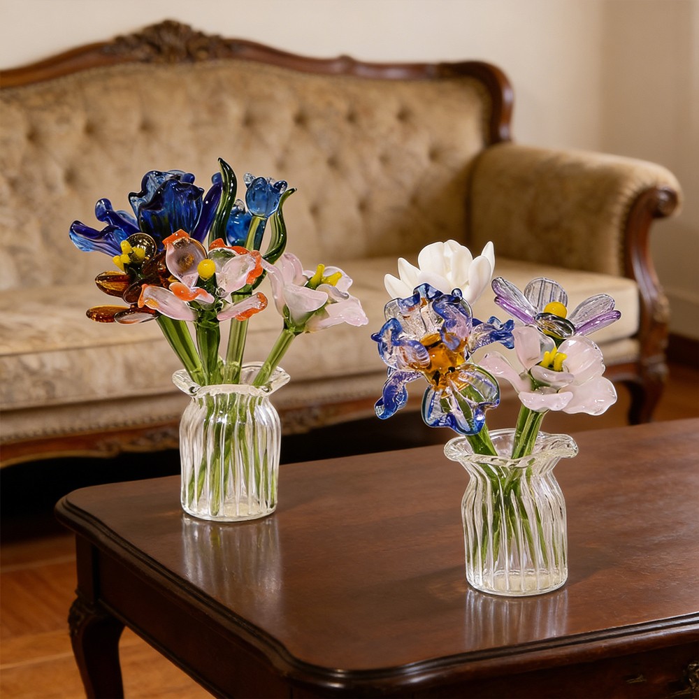 Personalised Min Birth Month Glass Flower Custom Glass Flower Bouquet Unique Mother's Day Gift For Mum Grandma