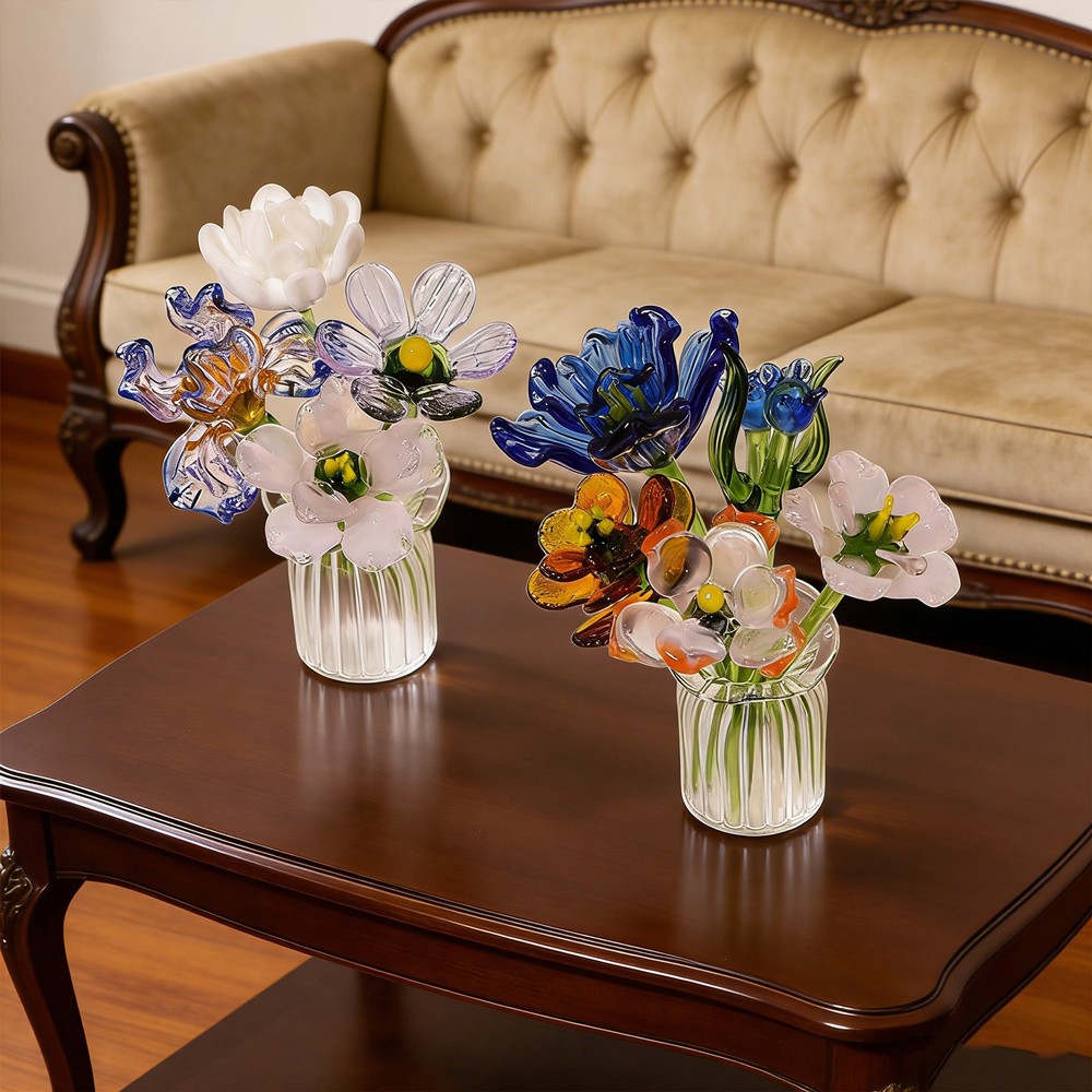 Custom Art Min Birth Month Glass Flower Bouquet Unique Birthday Gift Mother's Day Present For Mum Grandma