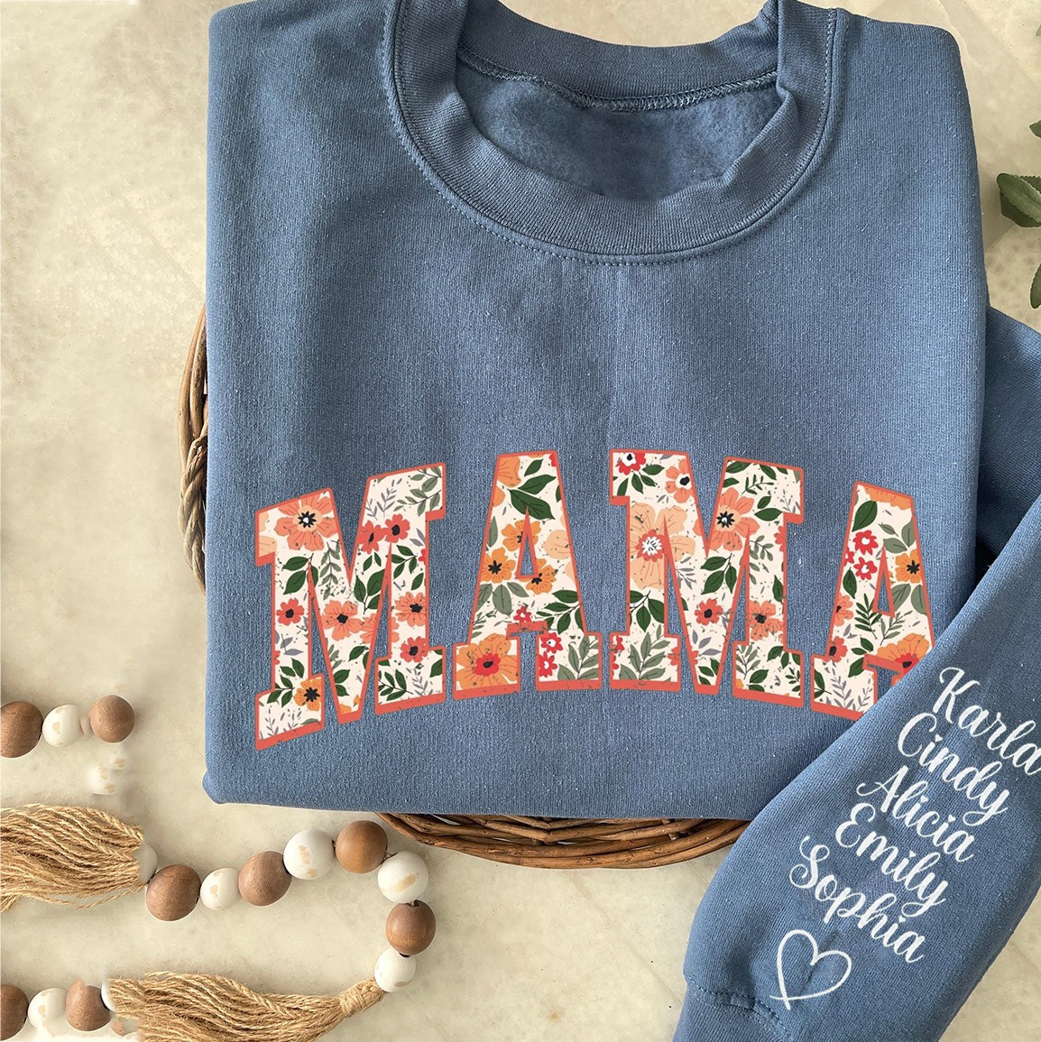 Personalised Mama Floral Embroidered Sweatshirt Hoodie Unique Gift For Mum Grandma Christmas Gift Ideas