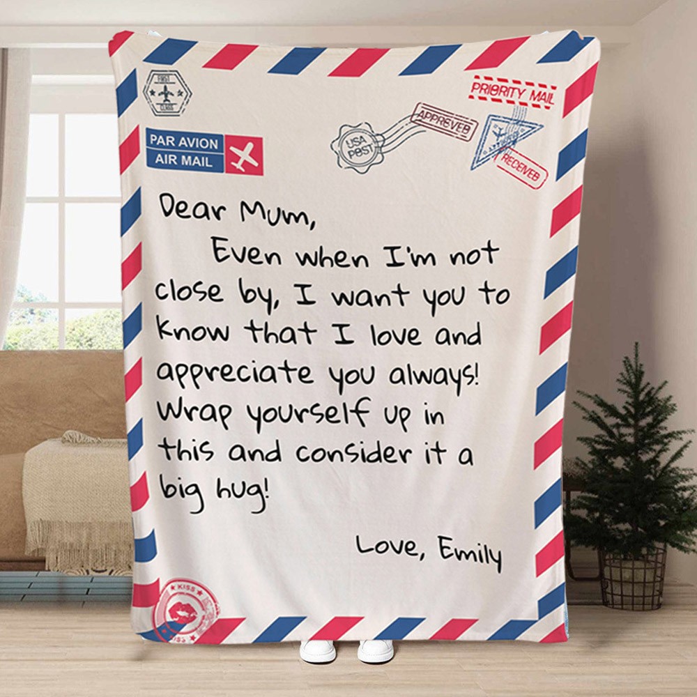 Personalised Letter To Mum Blanket Keepsake Gifts for Mum Birthday Gift for Mum Unique Mother's Day Gift Ideas