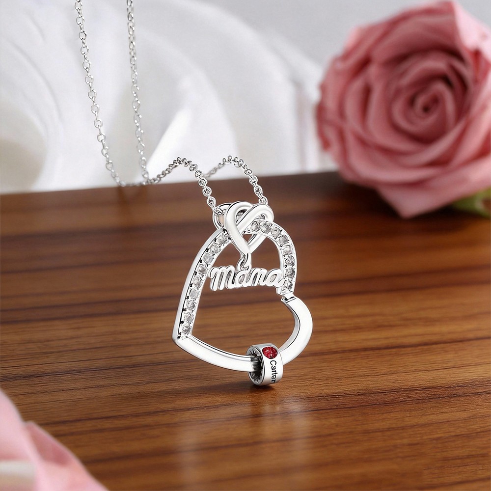 Personalised Family Name Necklace for Mama - Custom Title Necklace with Name Beads, Perfect Mother's Day Gift for Mum Grandma