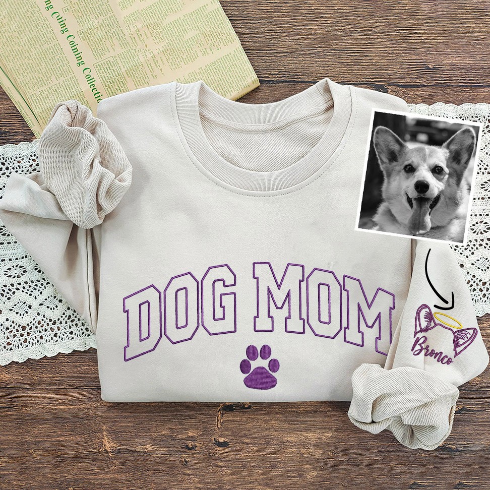 Personalised Embroidered Pet Ears Outline Dog Mum Sweatshirt Hoodie Gifts for Pet Lover