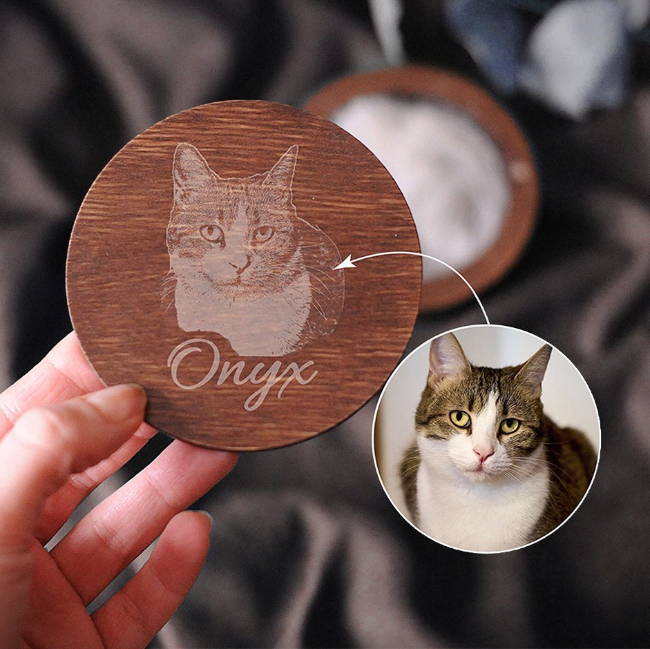 Personalised Pet Hair Memorial Engraved Wood Box with Photo for Pet Lovers Pet Loss Gifts Christmas Gift Ideas