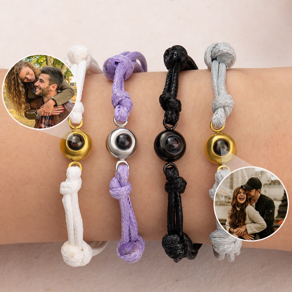 Personalised Rope Photo Projection Bracelet With Picture Inside Valentine's Day Gift Ideas For Couple