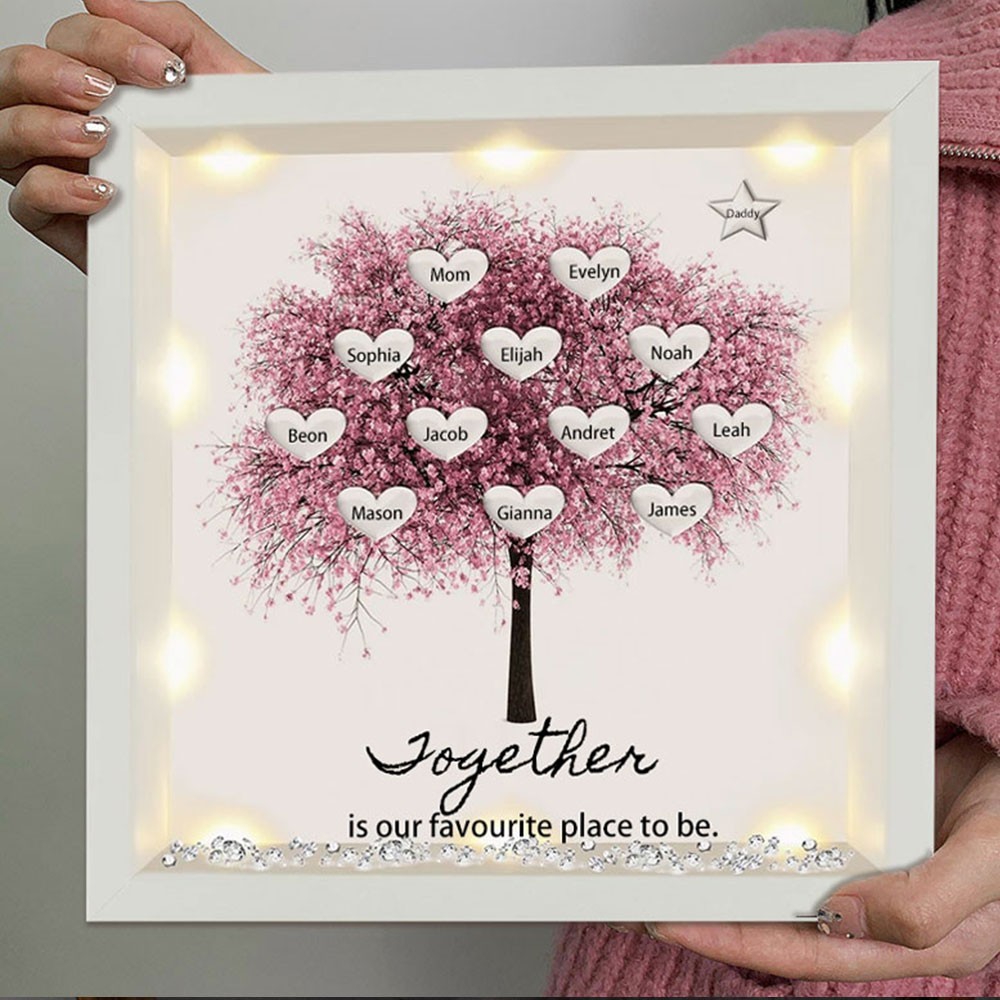 Personalised Toghter Family Tree Light Up Shadow Box