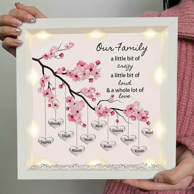 Personalised Our Little Family Tree Light Up Shadow Box