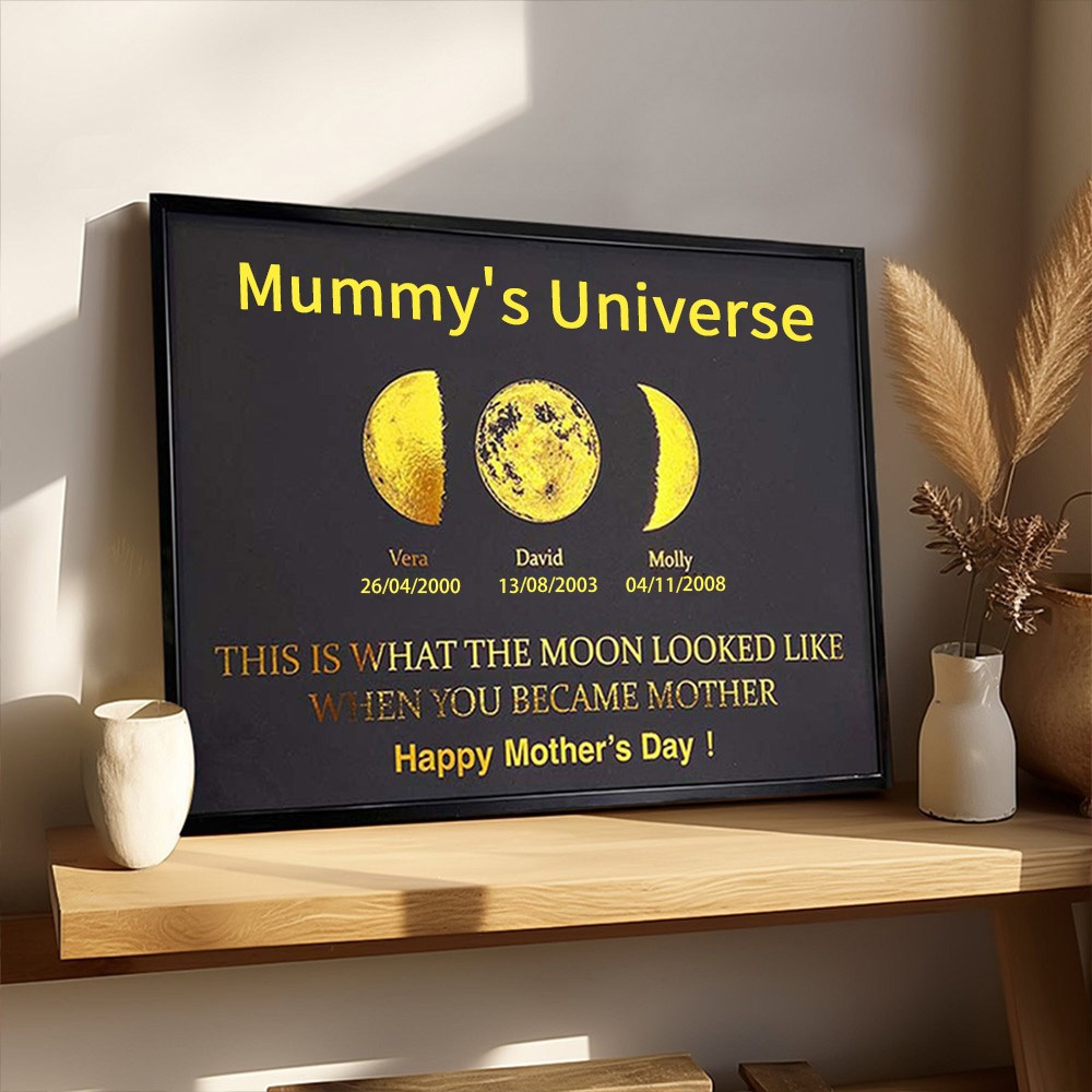 Personalised Mummy's Universe Moon Phase Print Frame Keepsake Gifts For Mum Grandma