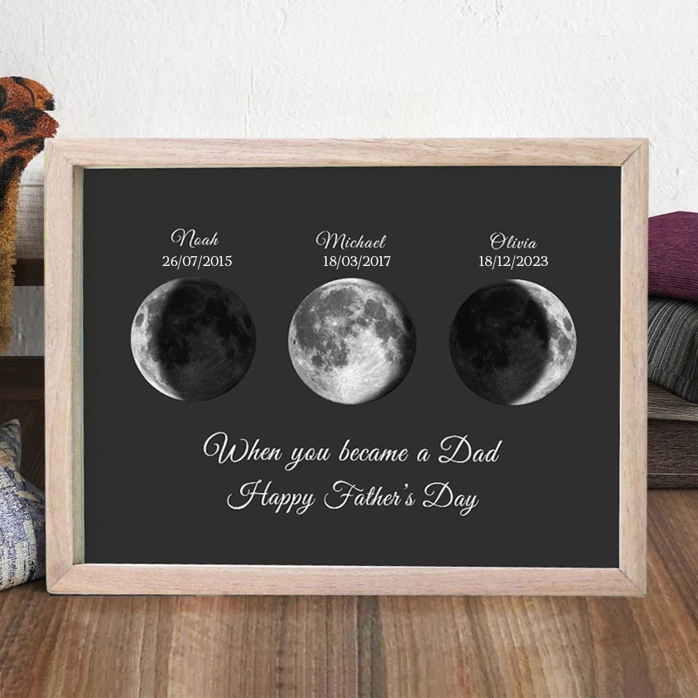 Personalised Moon Phase Frame Custom Wood Sign Family Gifts For Dad Father's Day Gift Ideas