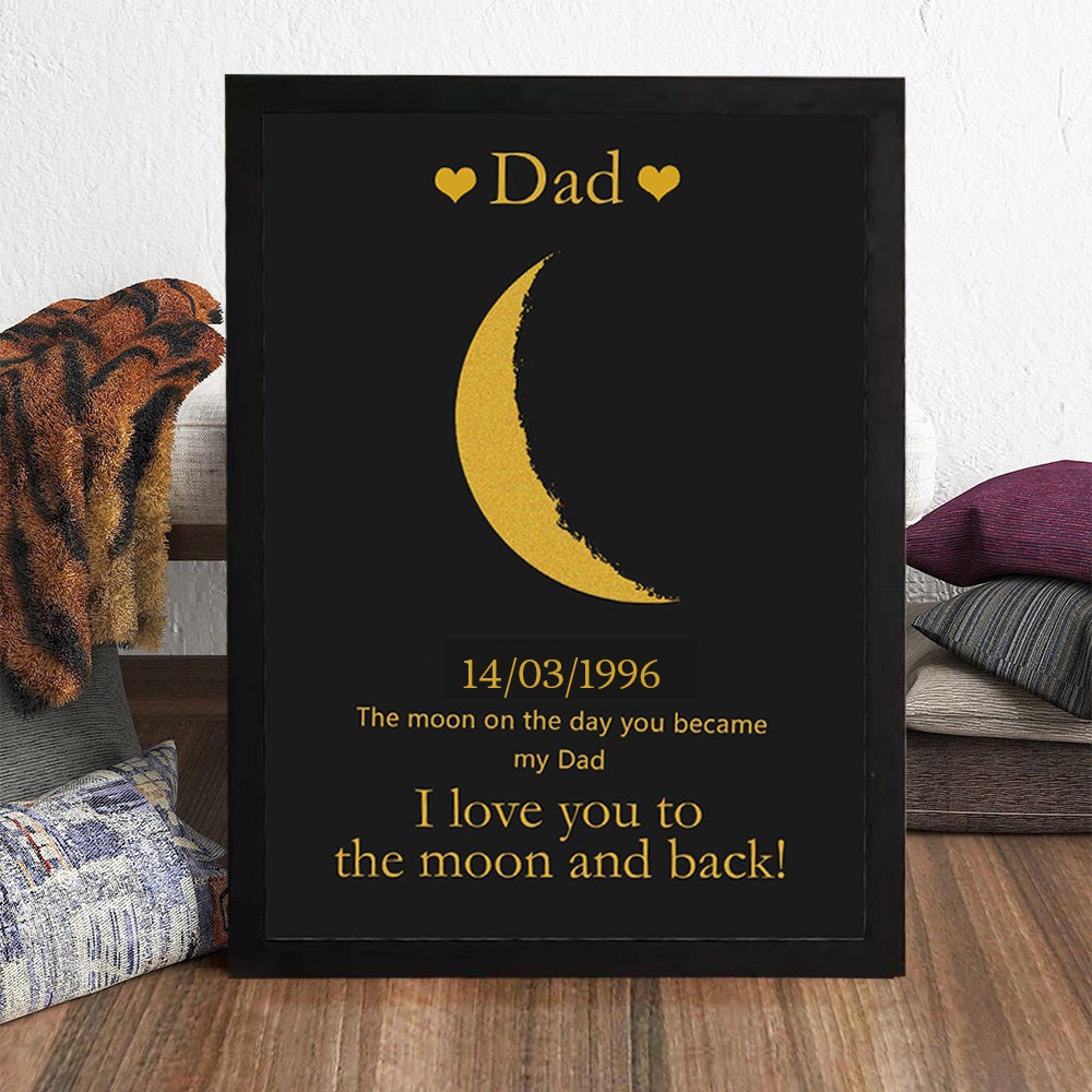 Custom Moon Phase Wood Photo Sign For Dad Father's Day Gift Ideas