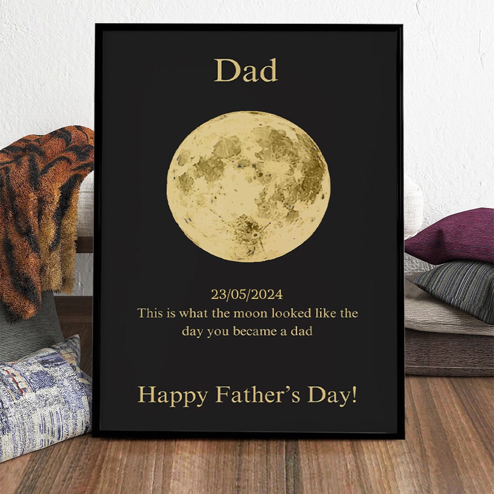 Personalised Moon Phase Wood Photo Frame Sign Meaningful Gift For Dad Unique Father's Day Gift Ideas