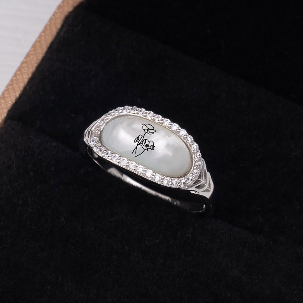 Personalised Shell Birth Flowers Ring