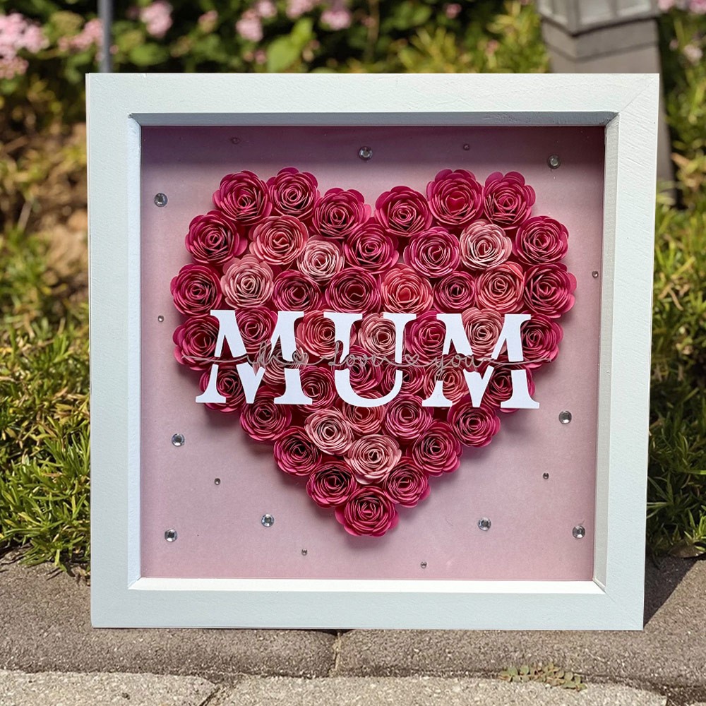 Personalised Flower Shadow Box with Kids Names for Mum