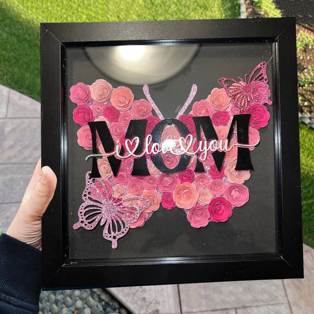 Personalised Butterfly Shaped Flower Shadow Box 