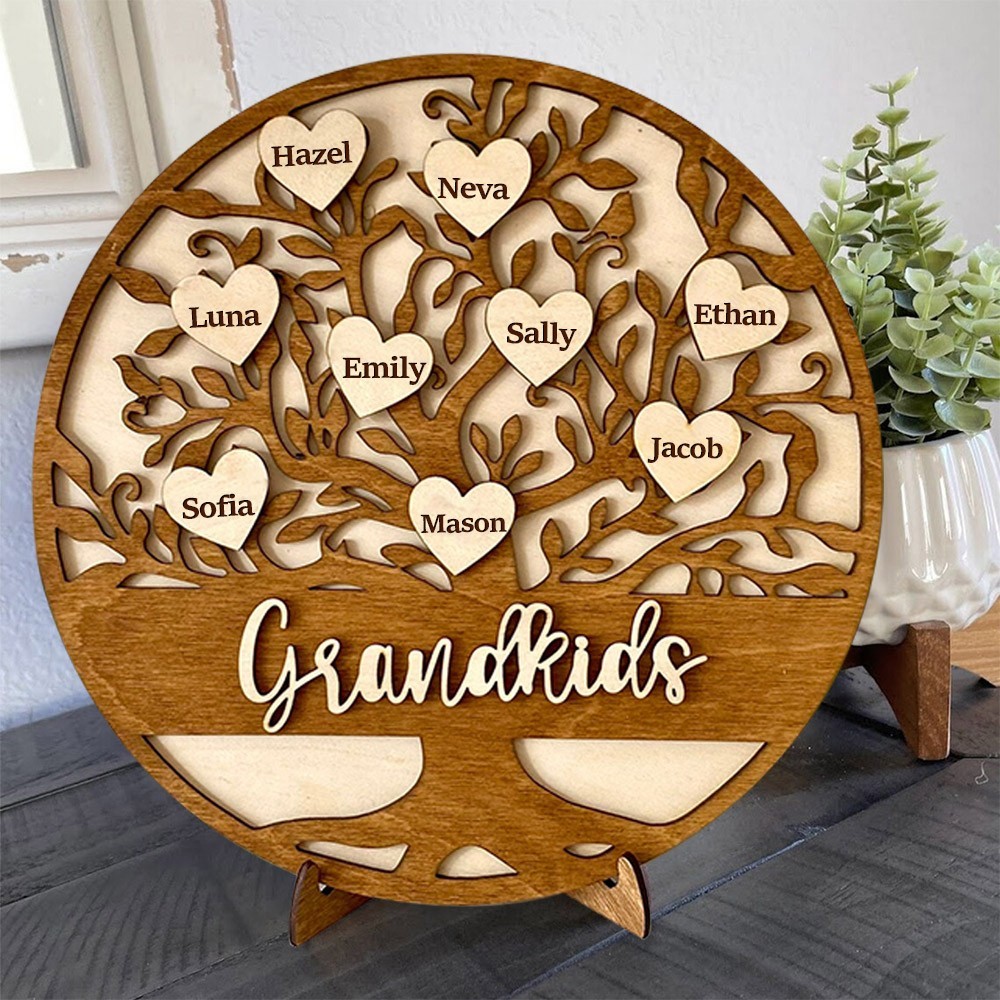 Personalised Family Tree Sign with Kids Names