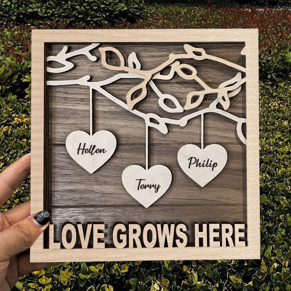 Personalised Family Tree Wooden Sign With Kids Names