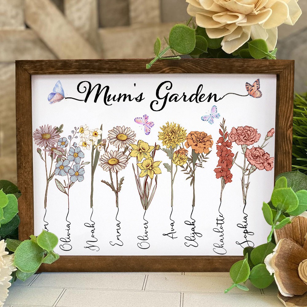 Personalised Mum's Garden Birth Flower Frame Name Sign Mother's Day Gift Ideas For Grandma Mum