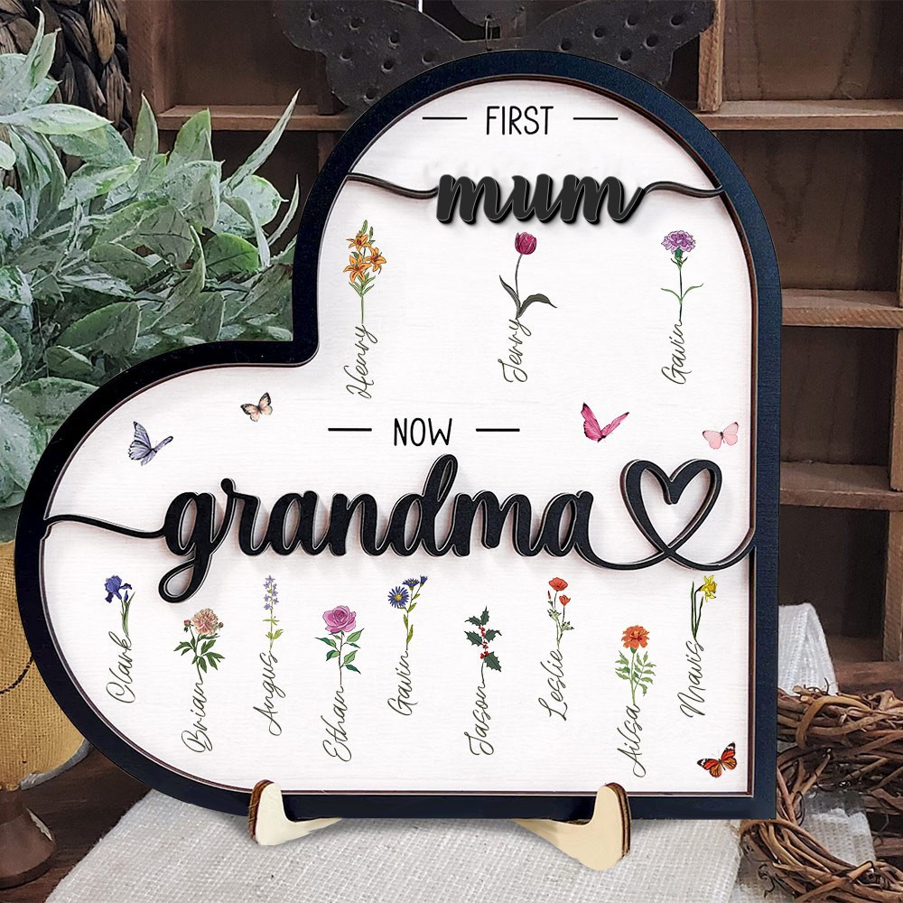 First Mum Now Grandma Birth Flower Frame Sign With Names Meaningful Gift For Grandma Mum Mother's Day Gift Ideas