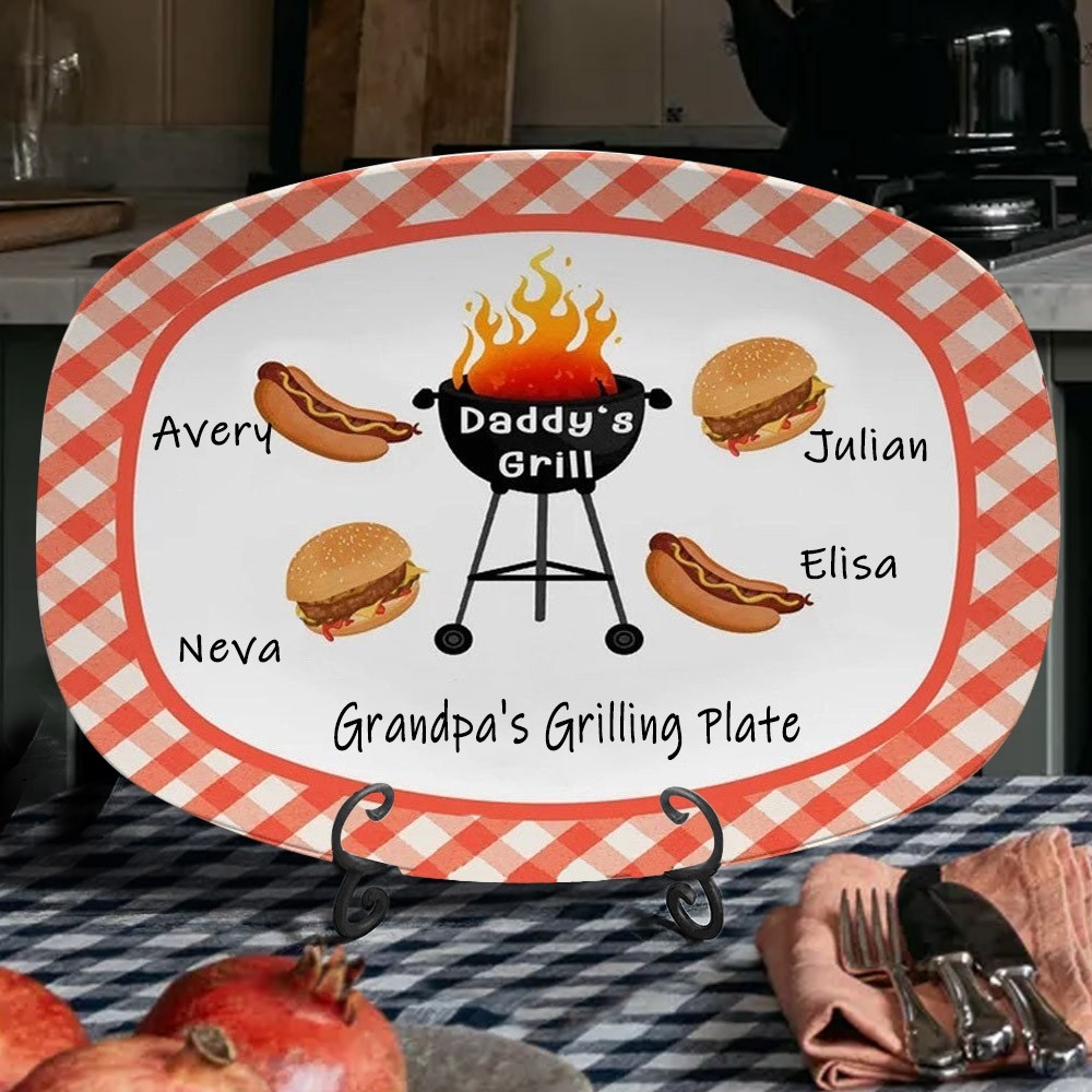 Personalised Burger Hot Dog Grandpa's Grilling Plate Father's Day Gifts