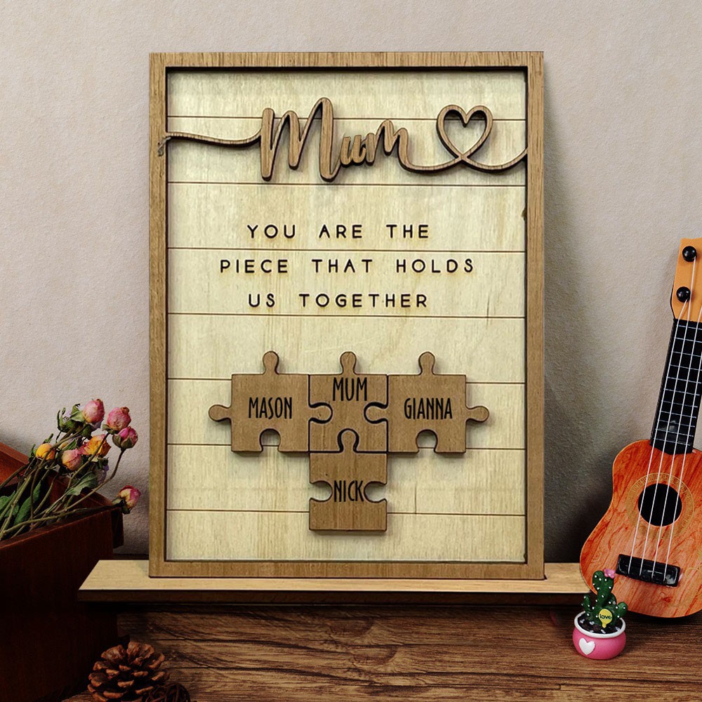 Personalised Wooden Puzzle Pieces Name Sign Unique Mother's Day Gift Ideas Family Gifts