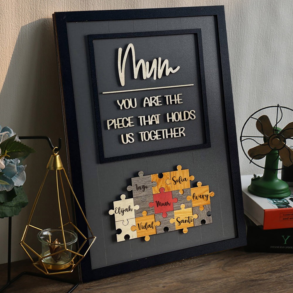 Custom Mum Puzzle Pieces Name Sign Family Keepsake Gifts for Mum Grandma Mother's Day Gift Ideas