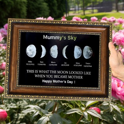 Personalised Mummy's Sky Moon Phase Print Frame With Kids Names Unique Gifts for Mum Grandma New Mum Gift Mother's Day Gift