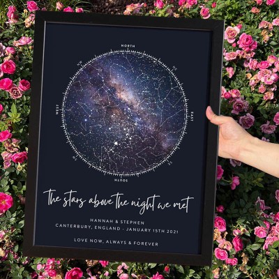 The Stars Above The Night We Met Custom Star Map Frame for Couple Anniversary Gifts Christmas Gift
