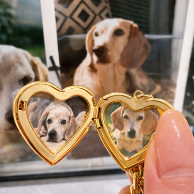 Personalised Pet Photo Locket Keychain Custom Heart Locket Keychain With Picture Inside Memorial Keepsake Gift For Pet Lovers