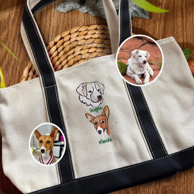 Custom Pet Dog Embroidered Tote Bag with Name Dog Lover Gifts Love Gifts for Pet Lover