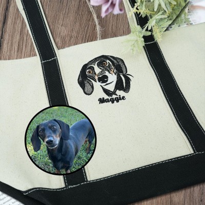 Personalised Dog Mum Tote Bag with Embroidered Pet Face and Name Gifts for Dog Owners Pet Lover Gifts