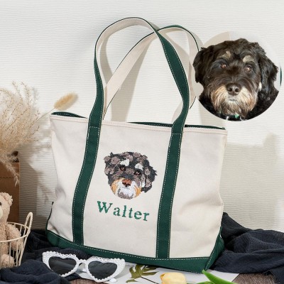 Custom Pet Embroidered Tote Bag for Pet Lover Gifts Unique Gifts for Dog Mum