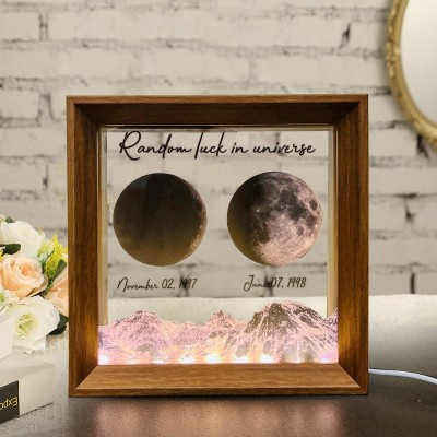 Custom Wood Moon Phase Print Night Light Frame Sign for Couple Unique Lamp Gift Birthday Gift Anniversary Gift Ideas Valentine's Day Gifts