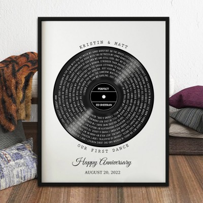 Custom Our First Dance Wedding Song Lyrics Print Frame for Couples Wedding Anniversary Keepsake Gifts for Her Him