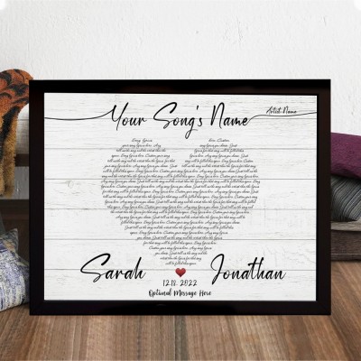 Wedding Song Lyrics Art Print Frame Personalised Gifts for Couples Unique Anniversary Gifts for Wife Husband