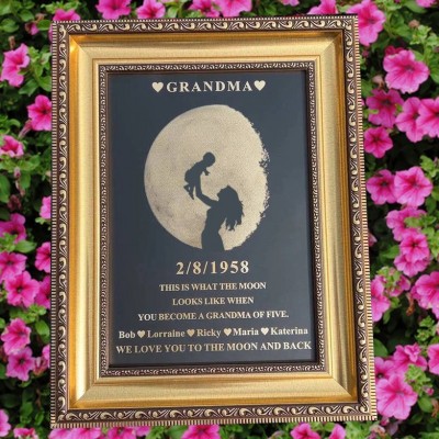 Love You To The Moon And Back Custom Moon Phase Print Frame with Kids Names Gifts for Grandma Mum Mother's Day Gift