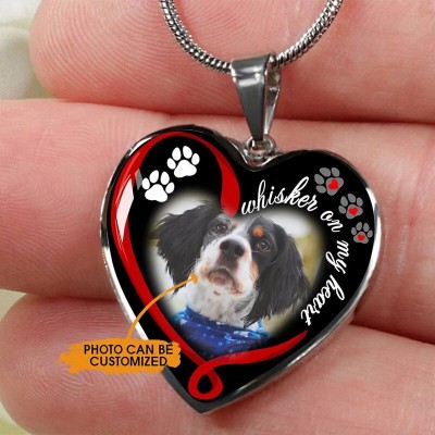 Personalised Heart Shaped Pet Memorial Photo Necklace Remembrance Gift For Loss Pet