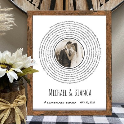 Personalised Wedding Song Lyrics Print Frame Keepsake Gifts for Couples 1st Wedding Anniversary Gift