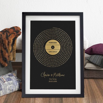 Custom First Dance Wedding Song Lyrics Print Frame for Couples Anniversary Gift Ideas