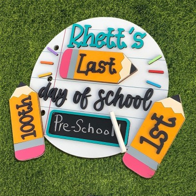 Personalised First/100th/Last Day of School Sign Interchangeable Back to School Sign Photo Prop Gift for Kids