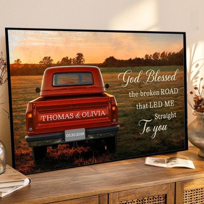 Custom God Blessed The Broken Road That Led Me Straight To You Frame for Couples Anniversary Gift Valentine's Day Gifts