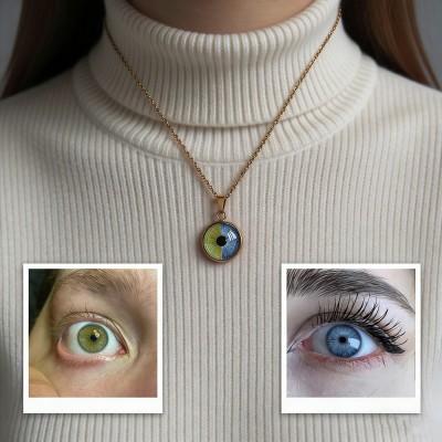 Personalised Eye Photo Pendant Necklace Keepsake Gifts for Girlfriend Wife Romantic Gift for Couples Valentine's Day Gifts
