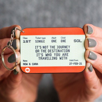 Personalised Train Ticket Keychain with Love Quote Valentine's Day Gifts for Couple Keepsake Gifts for Her Him