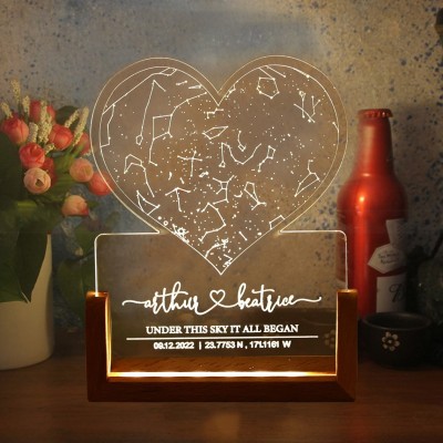 Custom Star Map Night Light 5th Anniversary Gift for Wife Constellation Chart for Her Christmas Gift
