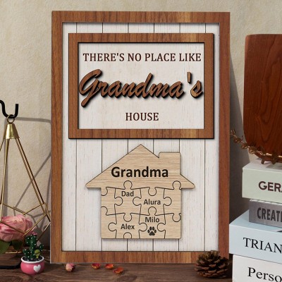 There's No Place Like Grandma's House Personalised Puzzle Name Sign Gift for Mum Grandma Mother's Day Gifts