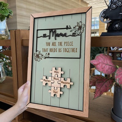 Mum You Are The Piece That Holds Us Together Personalised Mum Puzzle Sign Gift for Mum Grandma Mother's Day Gifts