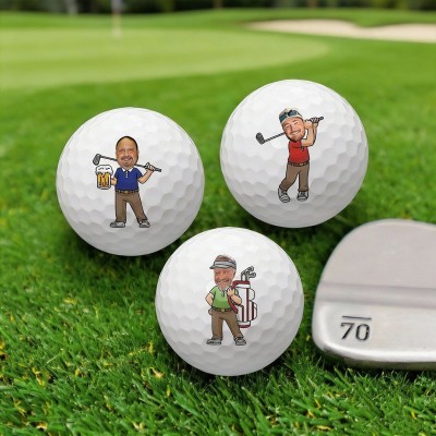 Personalised Cartoon Face Photo Golf Balls Keepsake Gift for Golf Lovers Funny Golf Gifts for Dad Husband Boyfriend