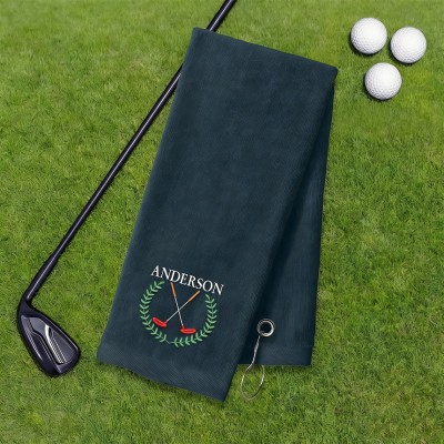 Personalised Embroidered Golf Towel with Name Golf Accessories for Him Golf Lover Gifts Birthday Gift Ideas